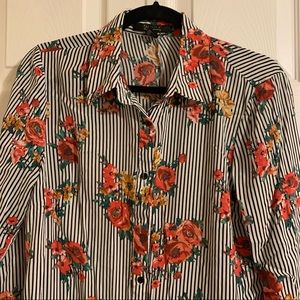 Floral tunic / beach cover up / midi shirt dress